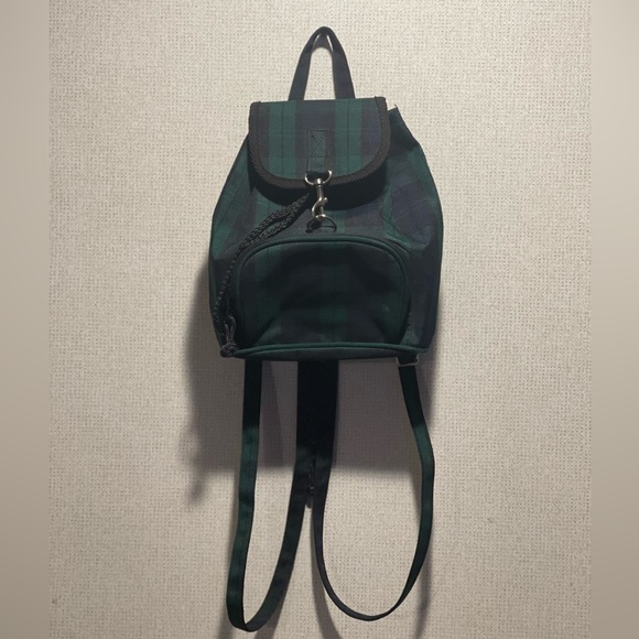 Small Green plaid back pack . - Picture 2 of 7